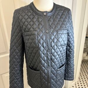 Grey Quilted Snap-Front Ladies Jacket